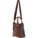 Versatile Ashwood Leather & Harris Tweed® Cloth Shoulder Bag Tan/LT Blue: TW-22-05-TB
