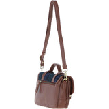 Ashwood Leather & Harris Tweed® Cloth Medium Satchel Bag with Twist Lock Tan/Watch: TW-34-04-TW