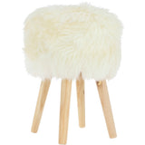 New Zealand Sheepskin Stool Natural: SHORT SHEEPSKIN STOOL