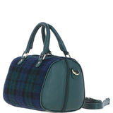 Ashwood Leather & Harris Tweed® Cloth Medium Barrel Bag Green/Watch: TW-62-18-GW