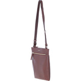 Exquisite Genuine Leather Crossbody Flat Bag with Golden Accents 2 Tone Tan: 64255