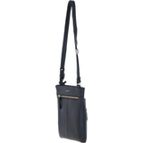 Exquisite Genuine Leather Crossbody Flat Bag with Golden Accents Black: 64255