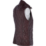 Diamond Quilted Leather Gilet Burgundy: RIGDEN GILLET