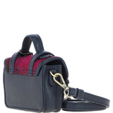 Ashwood Leather & Harris Tweed® Cloth Micro Satchel Bag with Twist Lock Navy/Pink:TW-36-06-NP