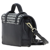 Ashwood Leather & Harris Tweed® Cloth Mini Satchel Bag with Twist Lock Black/White: TW-32-12-BW