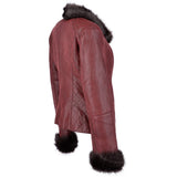 Short Toscana Biker Style Sheepskin Jacket Bordeaux: 8114