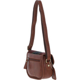 Ashwood Leather & Harris Tweed® Cloth Saddle Bag Tan/Green/Red: TW-26-08-TR