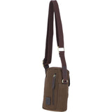 Fenland Canvas & Leather body Bag Brandy/Green: FEN-750