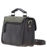 Ashwood Leather & Harris Tweed® Cloth Satchel Bag Brown/Green: TW-68-09-BG