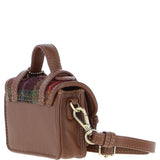 Ashwood Leather & Harris Tweed® Cloth Micro Satchel Bag with Twist Lock Tan/Green/Red:TW-36-08-TR