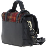 Ashwood Leather & Harris Tweed® Cloth Mini Satchel Bag with Twist Lock Brown/Red: TW-32-07-BR