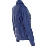 Ashwood Ladies Leather Longline Biker Jacket Ink Blue: LONG LINE BIKER