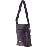 Ashwood Leather Croc-embossed Shoulder Bag for Woman Purple: 12088