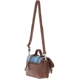 Ashwood Leather & Harris Tweed® Cloth Small Satchel Bag with Twist Lock Tan/LT Blue: TW-33-05-TB