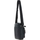 Real Leather Compact Crossbody Bag Black: SICILY