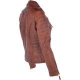 Women's Leather Biker Jacket Tan: 2741