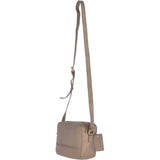 Zip Around 2 Section Small Leather Cross Body Bag Pewter: 62103