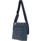 Gabicci Leather Messenger Bag with Striped Detail Navy: GB-64951