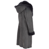Toscana Longhaired Hooded Shearling Coat Grey: LP 26