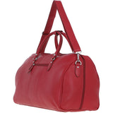 Real Leather Sports Holdall Bag with Shoulder Strap Red: PP-01-7
