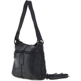 Vintage Woven Leather Shoulder Bag Black:  D-73
