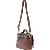 Ashwood Leather & Harris Tweed® Cloth Medium Satchel Bag with Twist Lock Tan/Mcload: TW-34-02-TM