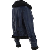 Women's Aviator Biker Jacket Blue/Black: 2420