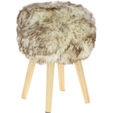 New Zealand Sheepskin Stool Wolf Tip: SHORT SHEEPSKIN STOOL