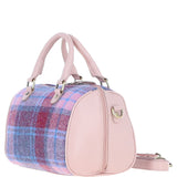 Ashwood Leather & Harris Tweed® Cloth Medium Barrel Bag Baby-pink/Pink: TW-62-15-BP