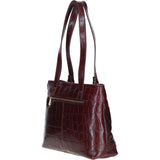 Velutto Eleganza' Zip Mid Section Real Leather Shoulder Bag Bordo/croc: 52234