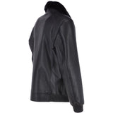 Luxury  Sheepskin Pilot Bomber Jacket With A Mink Collar  Black: MP 41