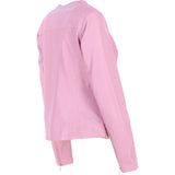 Women's Collarless Leather Fashion Jacket Pink: AWL-284