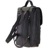 Ashwood Leather & Harris Tweed® Cloth Large Backpack with Twist Lock Brown/Green: TW-38-09-BG