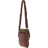 Ashwood Leather & Tweed Twist Lock Crossbody Bag Tan/Green Check: TW-31-010-TGNH