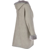 Womens Suede Sheepskin Hooded Coat Grey: KB-10285