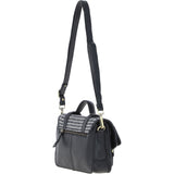 Ashwood Leather & Harris Tweed® Cloth Medium Satchel Bag with Twist Lock Black/White: TW-34-012-BW