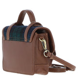 Ashwood Leather & Harris Tweed® Cloth Mini Satchel Bag with Twist Lock Tan/Watch: TW-32-04-TW