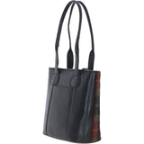 Ashwood Leather & Harris Tweed® Cloth Genuine Leather Shoulder Bag Black/Green/Red: TW-23-07-BR