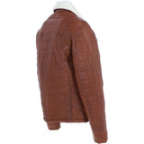 Ashwood Men’s Real Leather Puffer Jacket in Regular Fit with Faux Fur Collar Tan: AWM-Puffer