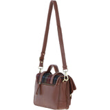 Ashwood Leather & Harris Tweed® Cloth Medium Satchel Bag with Twist Lock Tan/Green/Red: TW-34-08-TR