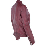 Ladies Leather Biker Jacket Bordeaux: N-12