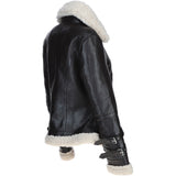 Ladies Sheepskin Aviator Jacket with Faux Fur Lining Brown: 2419