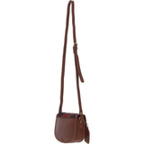 Ashwood Leather & Harris Tweed® Cloth Saddle Crossbody Bag with Twist Lock Tan/Green/Red: TW-30-08-TR