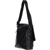 Leather Messenger Bag with Front Buckle Pockets Black: TL-007