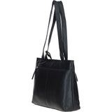 Classic Leather Zipped Shoulder Bag Black: Derry