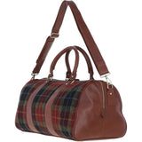 Ashwood Leather & Harris Tweed® Cloth Large Holdall Tan/Green/Red: TW-47-08-TR