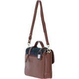 Ashwood Leather & Harris Tweed® Cloth Large Satchel Bag with Twist Lock Tan/Watch: TW-35-04-TW