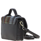 Ashwood Leather & Harris Tweed® Cloth Mini Satchel Bag with Twist Lock Brown/Mcload: TW-32-01-BM