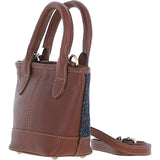 Ashwood Leather & Harris Tweed® Cloth Small Grab Bag Tan/Navy: TW-63-11-TN