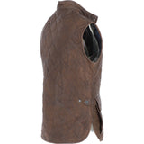 Mens Diamond Quilted Leather Gilet Brown 27 : M-15 vest